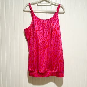 Lane Bryant Red Pink Leopard Tankini Swim Top Lightly Lined No Wire Plus Size 22